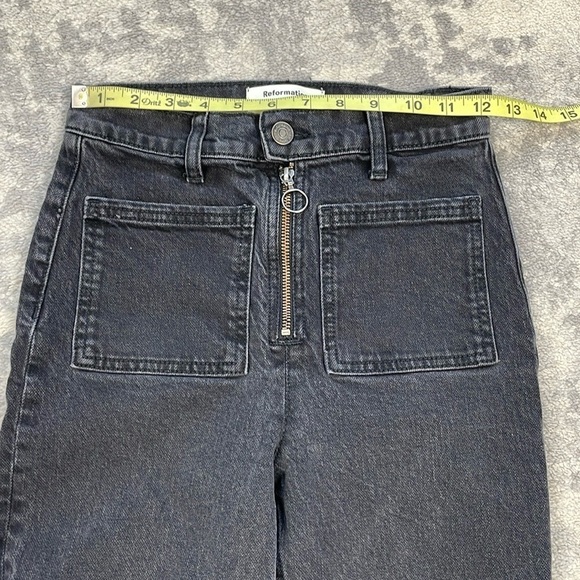 Reformation Peyton Zip Ultra High Rise Bootcut Jeans Solana Washed Black 25 - Picture 8 of 14